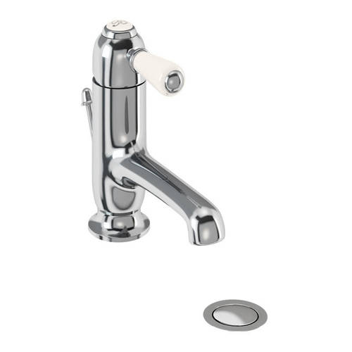 Larger image of Burlington Chelsea Straight Basin Mixer Tap & Waste (Chrome & Medici).