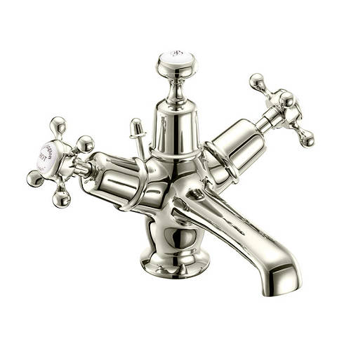 Larger image of Burlington Claremont Basin Tap With Pop Up Waste (Nickel & White).