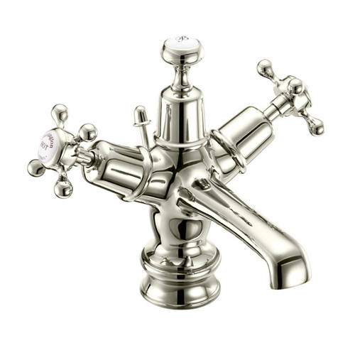 Larger image of Burlington Claremont Basin Tap With Pop Up Waste (Nickel & White).