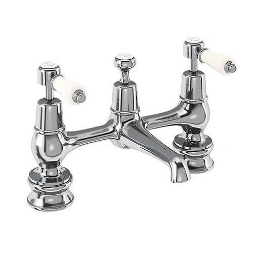 Larger image of Burlington Kensington 2 Hole Basin Mixer Tap With Waste (QT, Chr & Medici).