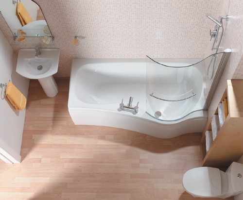 Larger image of Saninova Complete Shower Bath (Right Hand).  1700mm. 11 Jet whirlpool.