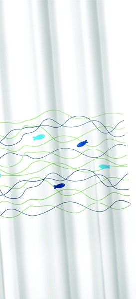 Larger image of Croydex EVA Shower Curtain & Rings (Linear Fish, 1800mm).