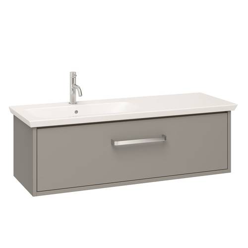 Larger image of Crosswater Arena Vanity Unit With Ceramic Basin (1000mm, Grey Matt, LH).