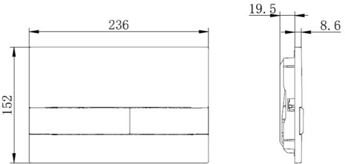 Technical image of Crosswater Arena Flush Plate With Dual Buttons (Brushed Stainless Steel).