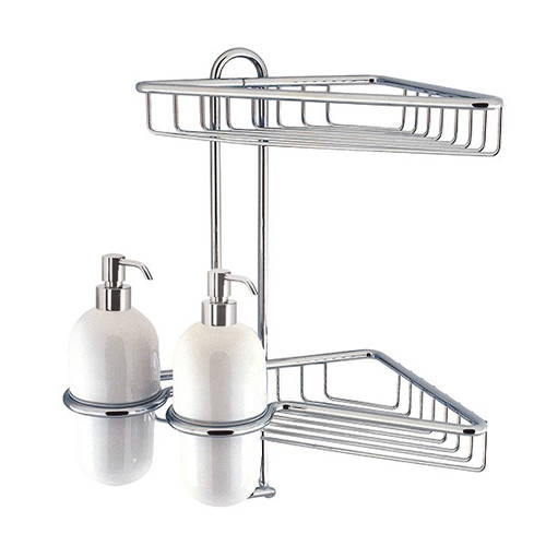 Larger image of Crosswater Solo Corner Wire Basket With Ceramic Dispensers (Chrome).