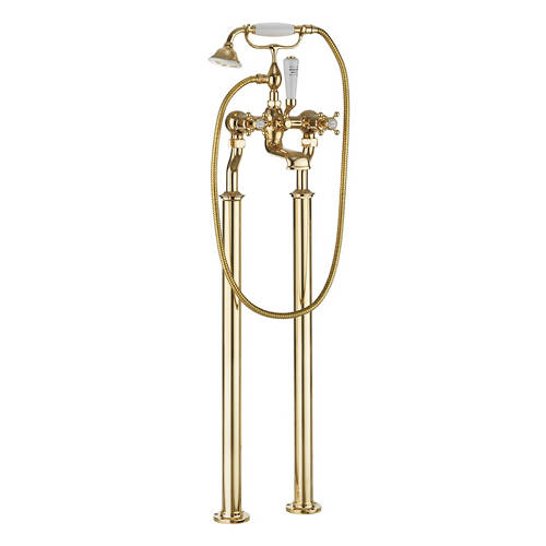 Larger image of Crosswater Belgravia Bath Shower Mixer Tap With Legs (C Head, Unlac Brass).