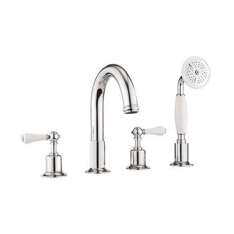 Larger image of Crosswater Belgravia 4 Hole Bath Shower Mixer Tap (Lever, Chrome).