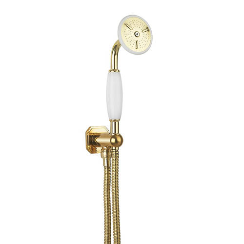 Larger image of Crosswater Belgravia Shower Handset, Wall Outlet & Hose (Unlac Brass).