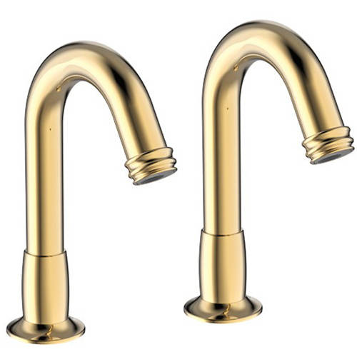 Larger image of Crosswater Belgravia 2 x Sensor Deck Mounted Basin Tap (Unlacquered Brass).