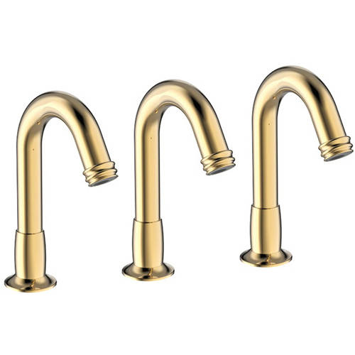 Larger image of Crosswater Belgravia 3 x Sensor Deck Mounted Basin Tap (Unlacquered Brass).