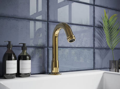 Example image of Crosswater Belgravia 3 x Sensor Deck Mounted Basin Tap (Unlacquered Brass).