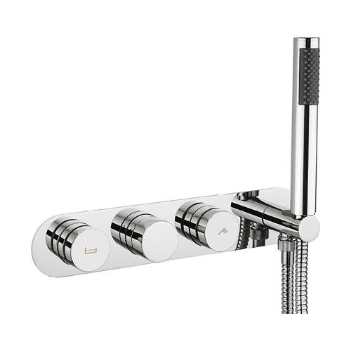 Larger image of Crosswater Dial Central Thermostatic Shower & Bath Valve With Handset.