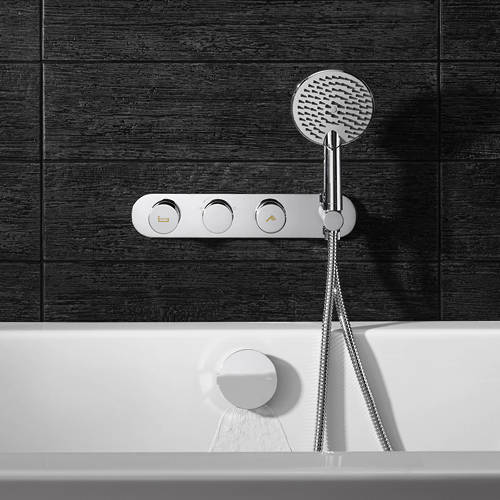 Larger image of Crosswater Dial Central Thermostatic Shower & Bath Valve With Handset.