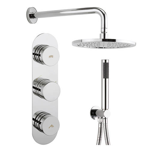Larger image of Crosswater Dial Central Thermostatic Shower Valve With Head, Arm & Handset.