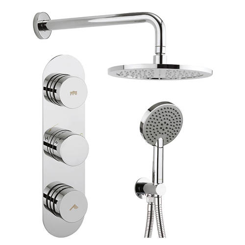 Larger image of Crosswater Dial Central Thermostatic Shower Valve With Head, Arm & Handset.