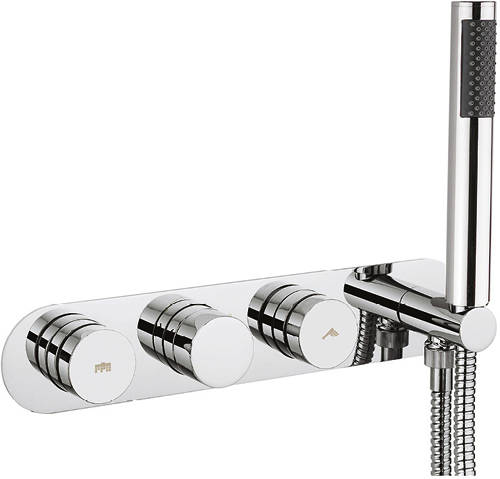 Larger image of Crosswater Dial Central Thermostatic Shower Valve, Handset & Hose (2 Outlets).