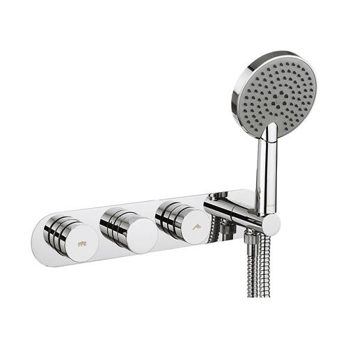 Larger image of Crosswater Dial Central Thermostatic Shower Valve, Handset & Hose (2 Outlets).