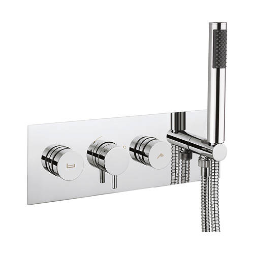 Larger image of Crosswater Dial Kai Thermostatic Shower & Bath Valve With Handset.