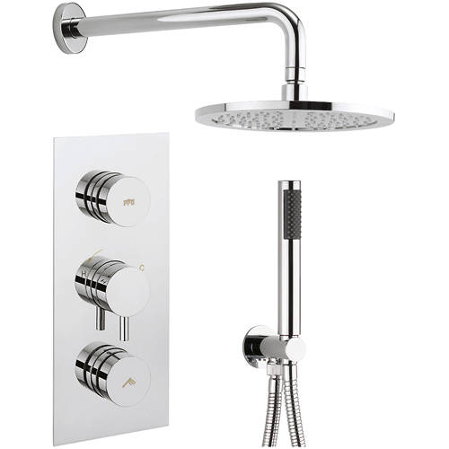 Larger image of Crosswater Dial Kai Thermostatic Shower Valve With Head, Arm & Handset.