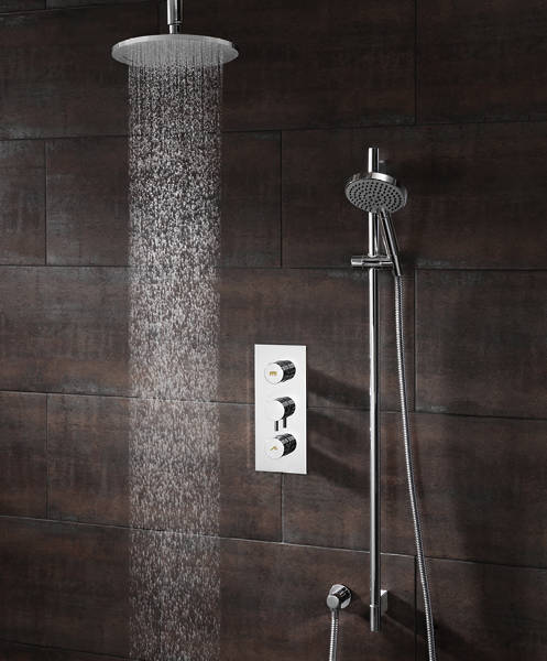 Larger image of Crosswater Dial Kia Thermostatic Shower Valve With Head, Arm & Handset.