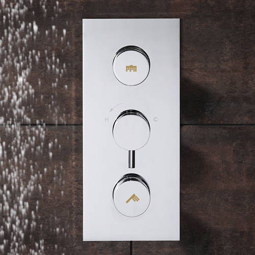 Larger image of Crosswater Dial Kai Push Button Thermostatic Shower Valve (2 Outlets).