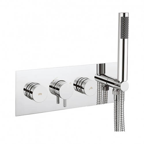 Larger image of Crosswater Dial Kai Thermostatic Shower Valve, Handset & Hose (2 Outlets).