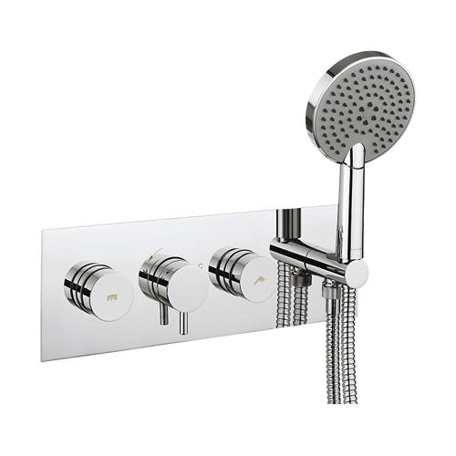 Larger image of Crosswater Dial Kai Thermostatic Shower Valve, Handset & Hose (2 Outlets).