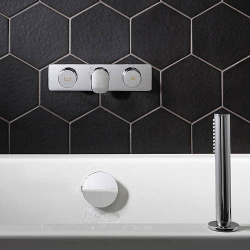 Example image of Crosswater Dial Pier Thermostatic Shower & Bath Valve (2 Outlets).
