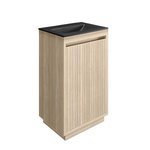 Larger image of Crosswater Flute Vanity Unit With Black Glass Basin (475mm, Navarra Oak, 0TH).