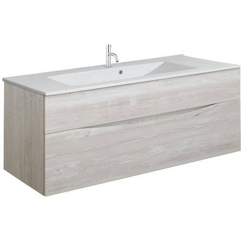 Larger image of Crosswater Glide II Vanity Unit With Ceramic Basin (1000mm, Nordic Oak, 1TH).