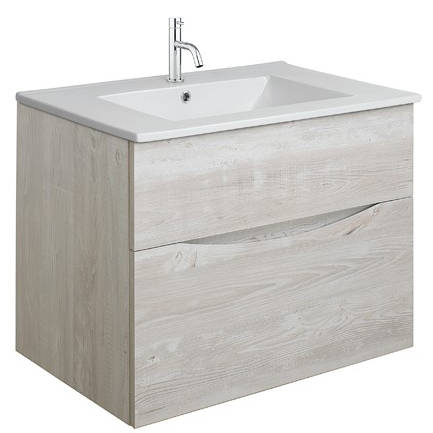 Larger image of Crosswater Glide II Vanity Unit With Ceramic Basin (700mm, Nordic Oak, 1TH).
