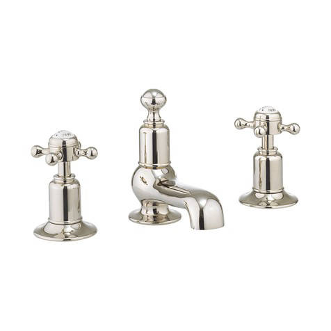 Larger image of Crosswater Belgravia 3 Hole Basin Tap With Waste (Crosshead, Nickel).