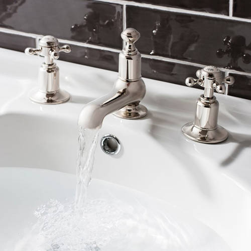 Example image of Crosswater Belgravia 3 Hole Basin Tap With Waste (Crosshead, Nickel).