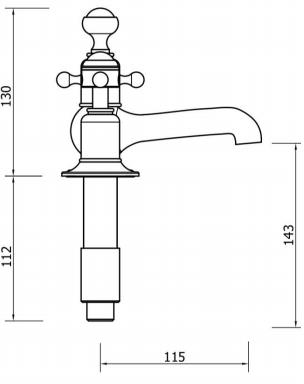 Technical image of Crosswater Belgravia 3 Hole Basin Tap With Waste (Crosshead, Nickel).