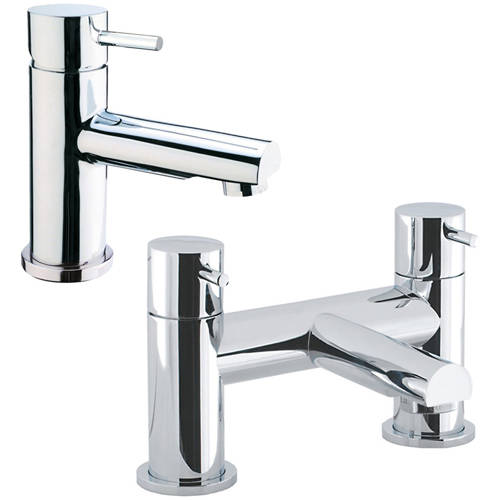 Larger image of Crosswater Kai Lever Showers Basin & Bath Filler Tap Pack (Chrome).