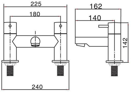 Technical image of Crosswater Kai Lever Showers Bath Filler Tap (Chrome).
