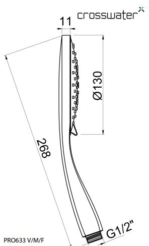 Technical image of Crosswater MPRO Slide Rail Shower Kit (Matt Black).