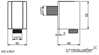 Technical image of Crosswater MPRO Slide Rail Shower Kit (Brushed Stainless Steel Effect).