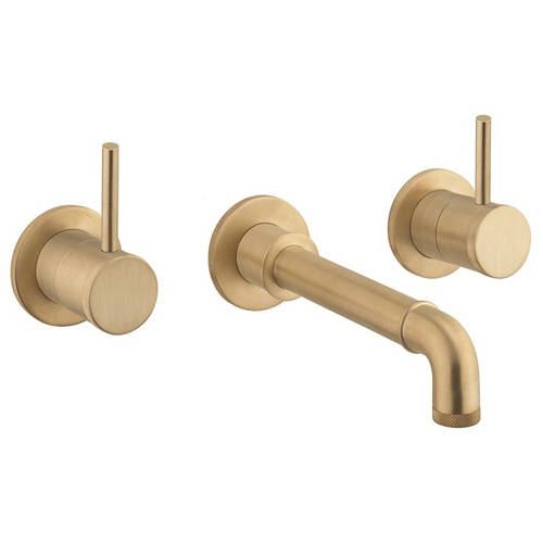 Larger image of Crosswater Industrial Wall Mounted Basin Mixer Tap (Unlac Brushed Brass).