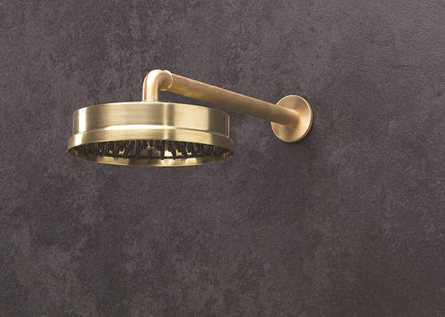 Example image of Crosswater Industrial Wall Mounted Shower Arm (Unlac Brushed Brass).