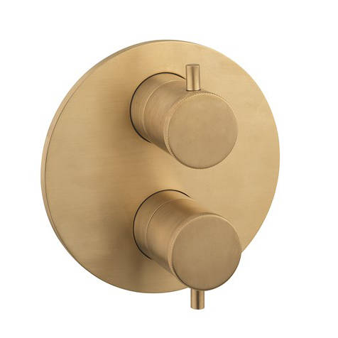 Larger image of Crosswater Industrial Crossbox 2 Outlet Shower Valve (Un Brushed Brass).