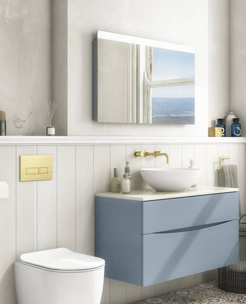 Example image of Crosswater MPRO Flush Plate With Dual Buttons (Brushed Brass).