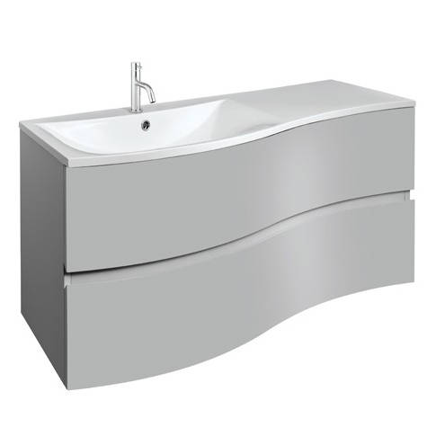 Larger image of Crosswater Svelte Vanity Unit With White Cast Basin (1000mm, Storm Grey Matt).