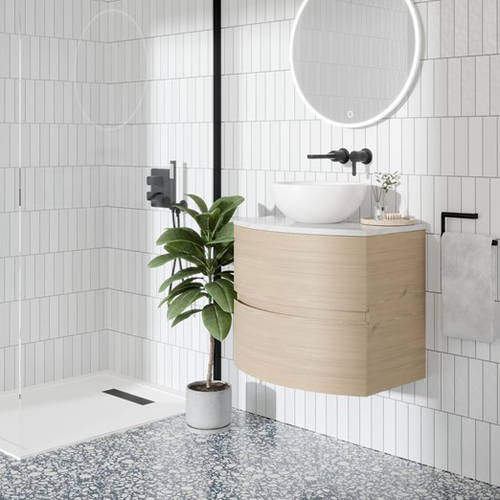 Example image of Crosswater Svelte Vanity Unit With Marble Worktop (800mm, Castilla Oak).