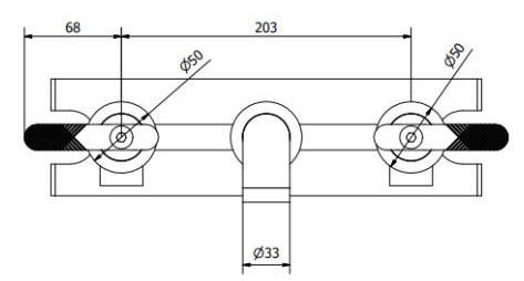 Technical image of Crosswater UNION Wall Mounted Basin Tap (Black Chrome & Brushed Nickel).