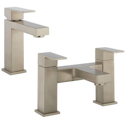Larger image of Crosswater Verge Basin & Bath Filler Tap Pack (Brushed Stainless Steel).
