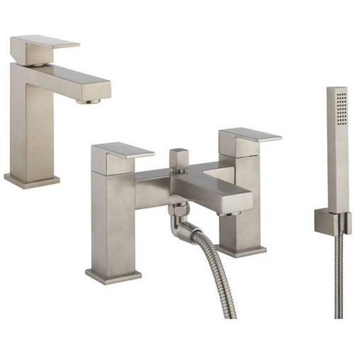 Larger image of Crosswater Verge Basin & Bath Shower Mixer Tap Pack (Br Stainless Steel).