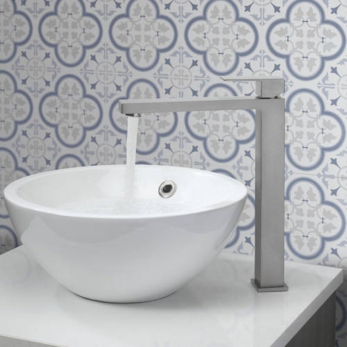 Example image of Crosswater Verge Tall Basin Mixer Tap (Brushed Stainless Steel Effect).