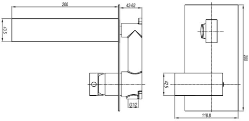 Technical image of Crosswater Verge Wall Mounted Basin Mixer Tap (Brushed Stainless Steel).
