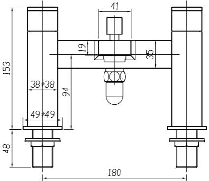 Technical image of Crosswater Verge Bath Shower Mixer Tap & Kit (Brushed Stainless Steel).